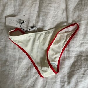 Solid & Striped Swimsuit Bottom White Red Size S